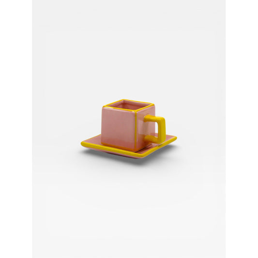Tasses et sous tasses cubiques - Rose