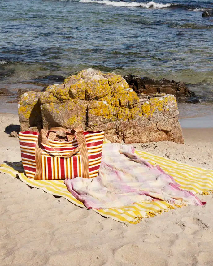 Sac cabas rayé en plastique recyclé