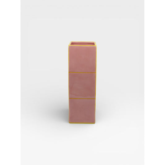 Vase cubique triple - Rose