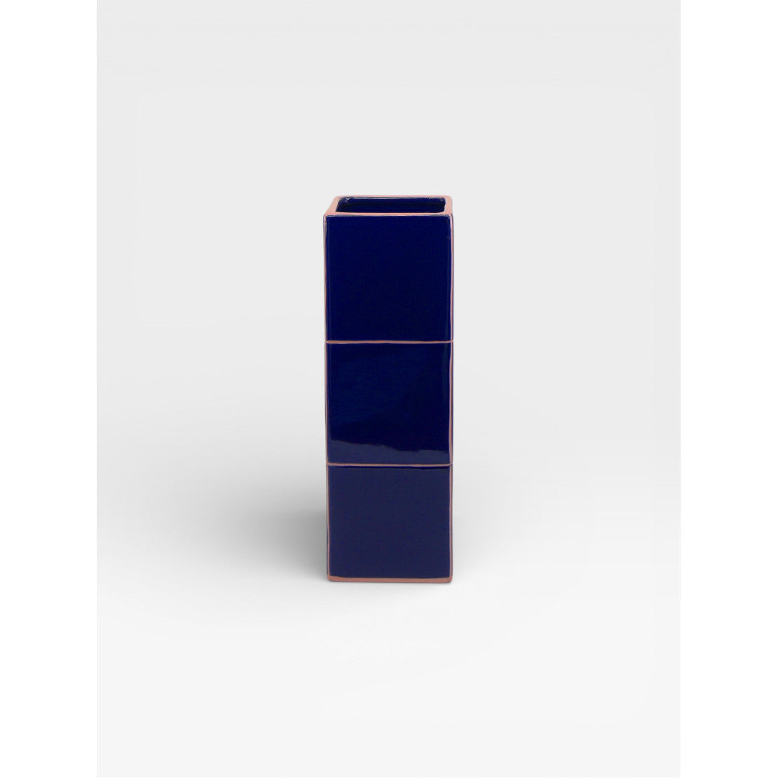 Vase cubique triple - Bleu
