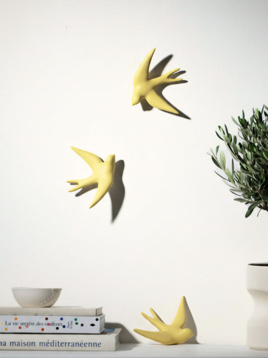 Hirondelle en céramique - Jaune citrus